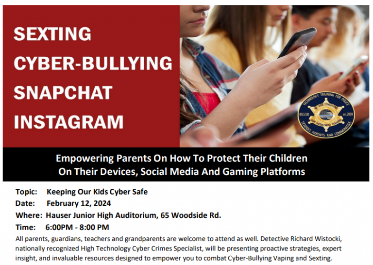 Riverside SD96 will be hosting a Parent presentation, “Keeping Our Kids Cyber Safe”