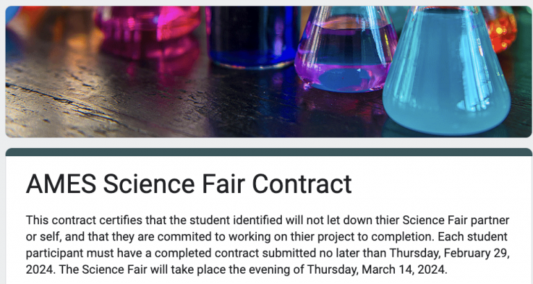 Ames Science Fair Contracts Due