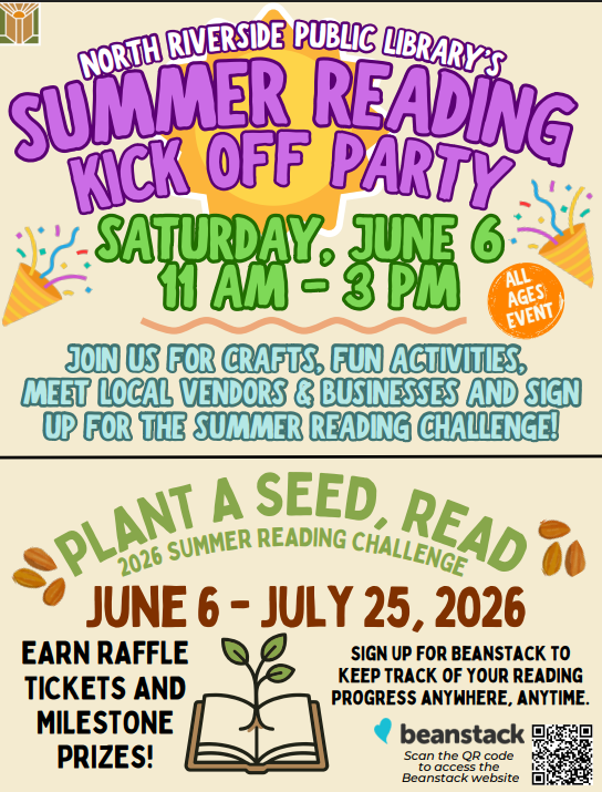 Summer Reading Starts Here, Join the North Riverside Public Library Challenge!